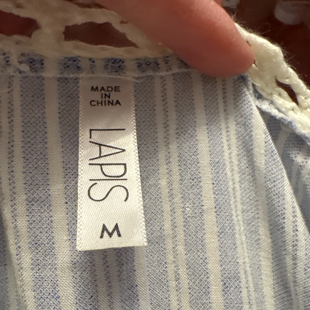 LAPIS Blue and White Vertical Stripe vest
